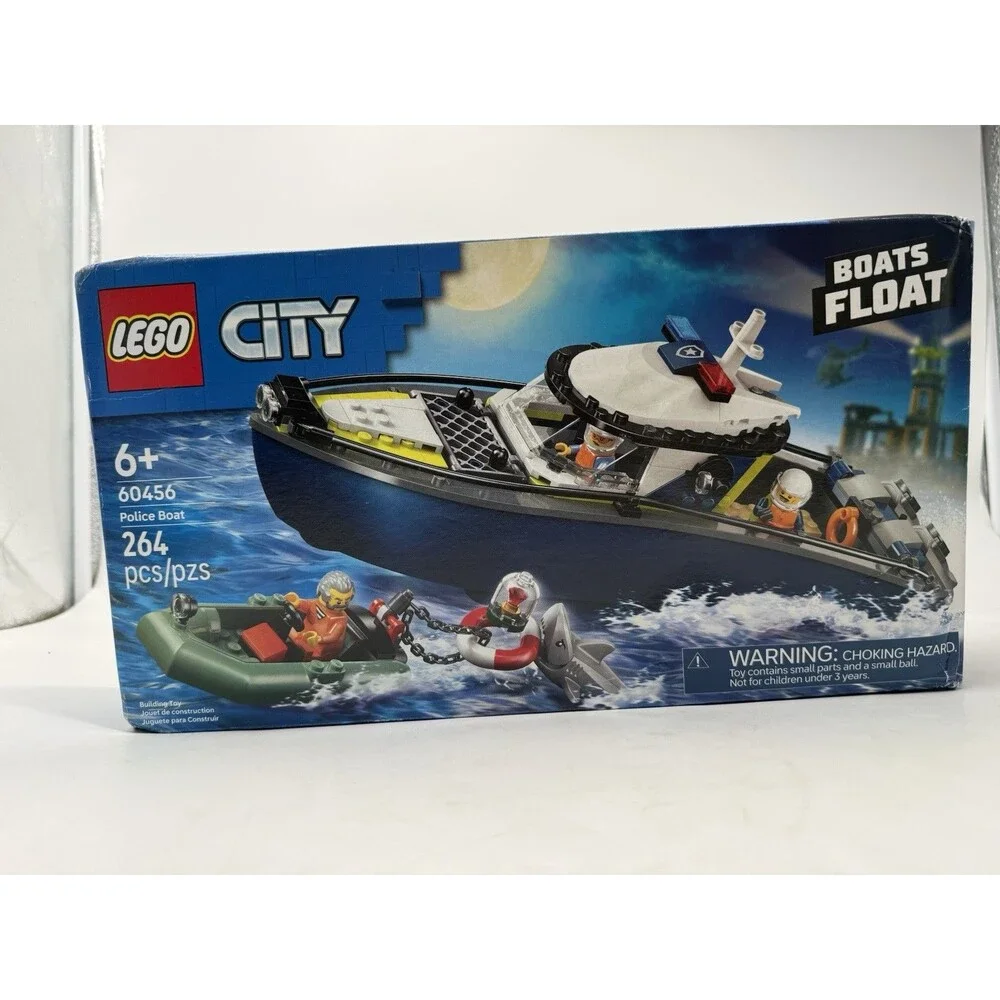 LEGO City Police Boat Chase Building Toy (60456) 264 Pieces 3 Minifigs + Shark